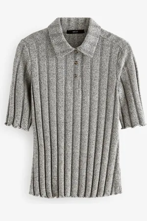Next Ribbed Lettuce Hem Collared Polo Top42