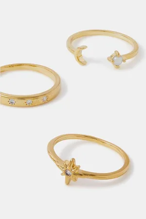 Accessorize 14ct Celestial Rings 3 Packsmall