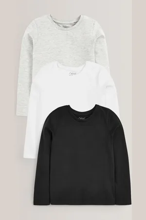 Next Long Sleeve Basic 100% Cotton T-Shirts 3 Pack (3-16yrs)7 Jaar (122cm)