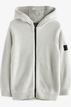 Next Gebreide hoodie met doorlopende rits (3-16jr)7 Jaar (122cm)