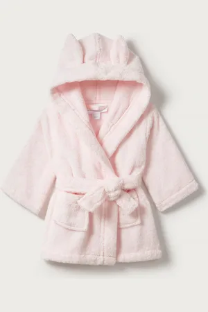 The White Company Babyroze badjas met konijnenoren van 100% katoenL