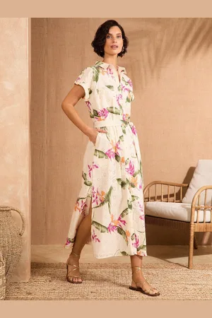 Love & Roses 100% Cotton Broderie Tie Belted Short Sleeve Midi Dress40