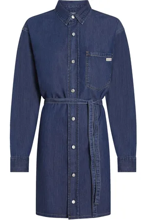 Calvin Klein Lyocell Belted Denim Shirt DressL