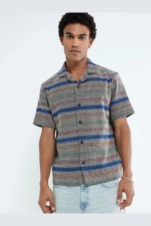 River Island Crochet Stripe Revere Shirtxsmall