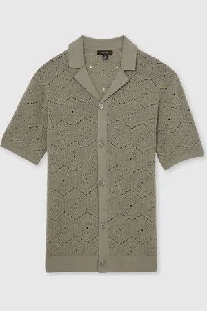 Reiss Royce Pointelle Button Through Shirtxlarge