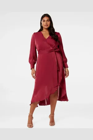 Forever New Mabel Curve Metallic Wrap Midi Dress50