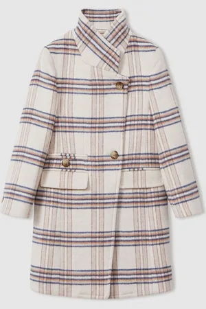 Reiss Claude Wool Blend Checked Asymmetric Funnel Neck Coat4