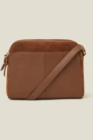 Accessorize Double Zip Leather Crossbody BagEén