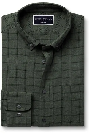 Charles Tyrwhitt Slim Fit Check Non-iron Twill 100% Cotton ShirtLarge