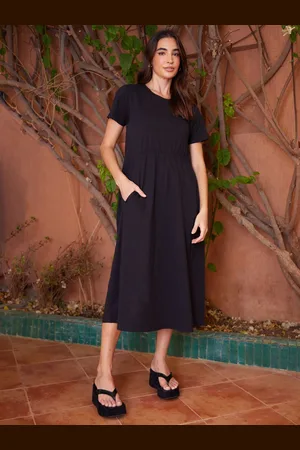Threadbare 100% katoenen midi-jurk met smokwerk36