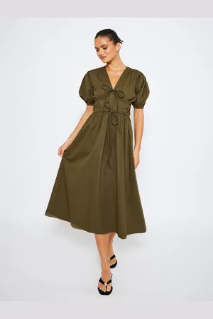 South Beach Tie Front Short Sleeve 100% Cotton Midi Dress36