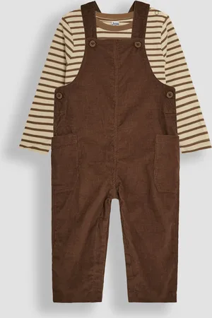 JoJo Maman Bébé 2-delige set van klassieke corduroy bretelbroek en gestreepte top6