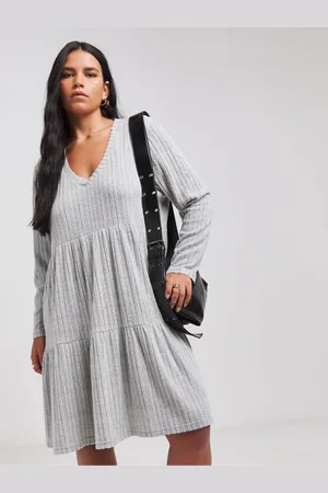 Simply Be Asymmetric Ribbed Smock Dress42