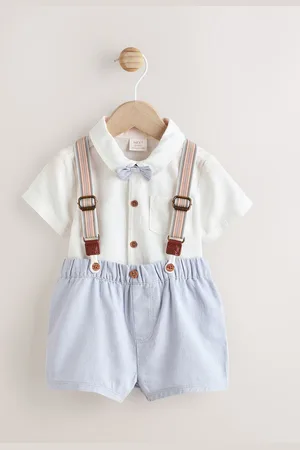 Next 4-delige set met overhemdrompertje, short en bretels voor baby