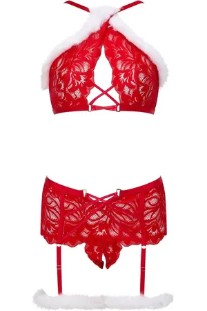 Ann Summers Deck The Halls Christmas kerstjarretels met imitatiebont, 2-delige setS