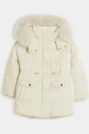 River Island Girls Glam Faux Fur Hooded High Shine Coat9