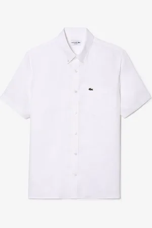 Lacoste Regular-fit linnen overhemd met korte mouwenSmall
