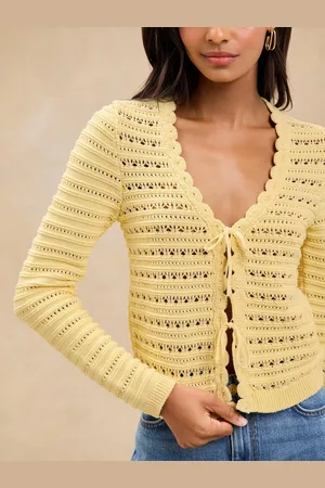 Lipsy London Open Stitch Scalloped Edge Tie Front Knitted Cardigan42
