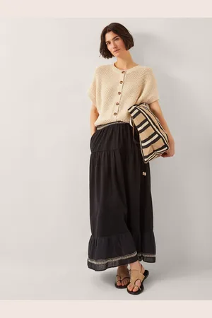 Monsoon Fenn Embroidered Frill Maxi 100% Cotton Skirtxlarge
