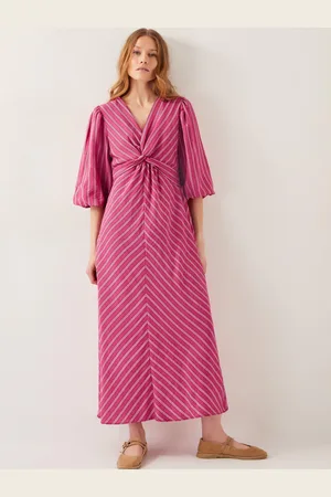 Monsoon Stella Stripe Twist-Front Maxi DressLarge