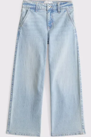 Abercrombie & Fitch Light Wash High Rise Wide Leg Jeans With Heart Pocket122128cm