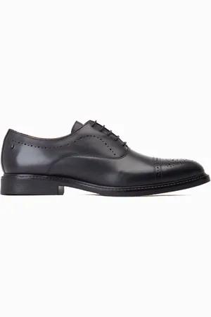 Base London Corbin Lace Up Brogue Black Shoesuk9eu43