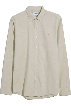 Farah Steen Long Sleeve 100% Organic Cotton Shirt in Hazelnut Marl2X-Large