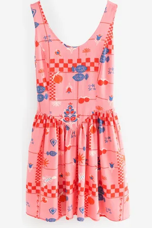 Next Sleeveless Scoop Neck Waisted Mini Dress with Linen38