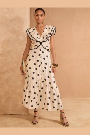 Love & Roses Ruffle V-Neck Short Sleeve Midi Dress46