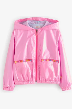Billieblush Pink Iridescent Logo Zip-Up Hooded Windbreaker Jacket12 Jaar (152cm)