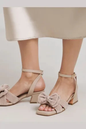 Simply Be Double Bow Low Block Heels In Extra Wide Fiteu39