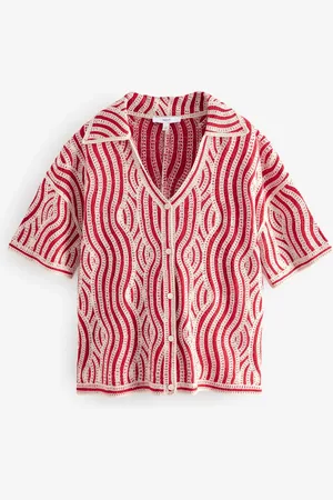 Next Wave Crochet Collared Short Sleeve Shirtsmall