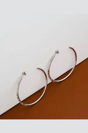 Karen Millen Gold Tone Crystal Sprinkle Large Hoop Earringseen