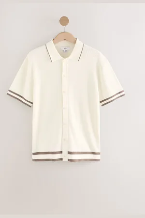 Next Regular Fit 100% Cotton Short Sleeve Tipped Knitted ShirtX-Small