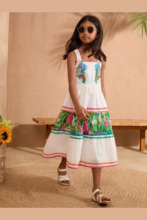 Love & Roses Tropical Print Midi Holiday Dress (5-16yrs)9 Jaar (134cm)