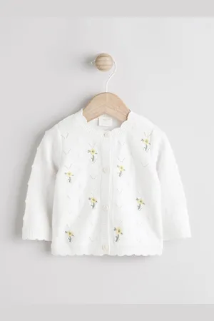 Next 100% Cotton Pointelle Knitted Floral Flower Baby Cardigan (0mths-3yrs)1.5