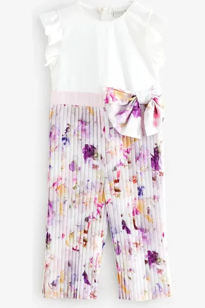Ted Baker Pink Pleated Satin Bow Detail Jumpsuit5 Jaar (110cm)