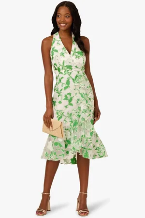 Adrianna Papell Green Organza Jacquard Dress38