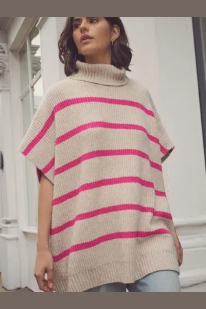 Next Roll Neck Knitted Containing Alpacca Wool PonchoM-L