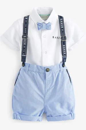 Ted Baker Marineblauw 100% katoenen overhemd, shorts en bretels set4