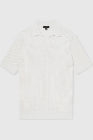 Reiss Merit Micro Cable Open Collar Cotton Blend Shirtlarge