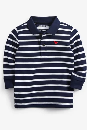 Next Katoenen poloshirt met lange mouwen en strepen van 100% katoen (3maanden-7jaar)2