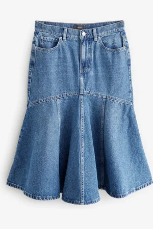 Next 100% Cotton Denim Fishtail Midi Skirt46