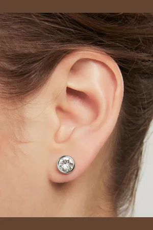 Karen Millen Silver Tone Crystal Dot Stud EarringsEén