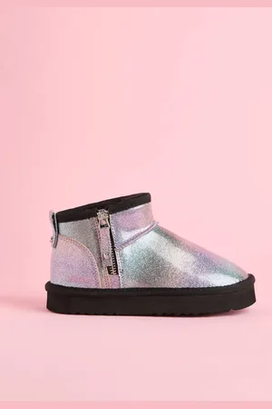 Lipsy London Flatform Mule Side Zip Faux Fur Suede Lined Ultra Soft BootieEU 37 (UK 4)