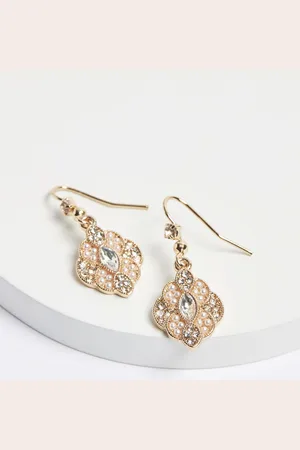 Next Vintage oorbellen met parel en glitterEén