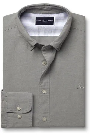 Charles Tyrwhitt Classic Fit Plain Button Down Stretch Washed Oxford 100% Cotton ShirtMedium