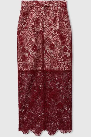 Reiss Flo halflange doorzichtige kokerrok met kant44