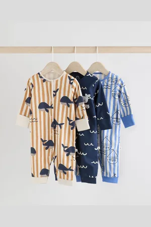 Next Set van 3 voetloze 100% katoenen babypyjama