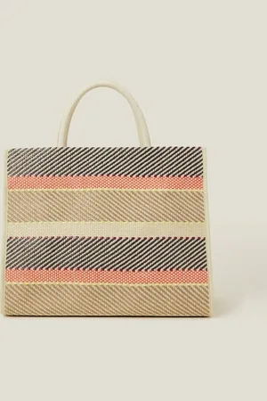 Accessorize Woven Stripe Tote Bageen